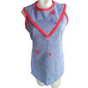 Vintage Small Mini Dress 1970's 1of1 Handmade Sleeveless Heart Love Stretch Thic